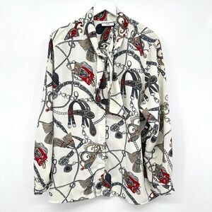 Vintage Alfred Dunner Top Shirt Size 22W Chains Tassels Shoulder Pads Blouse‎